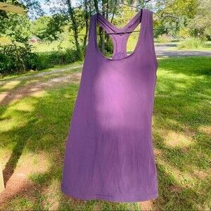 Yogalicious purple racer back workout yoga Tank with a vented back soft stretchy